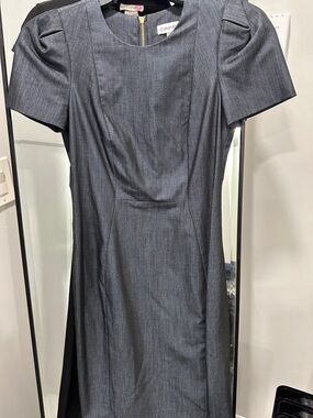 Calvin Klein Dark Gray Short-Sleeve Sheath Dress